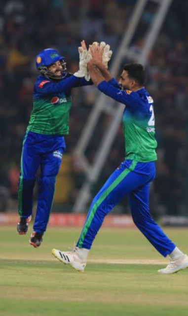 Usama Mir and Rizwan celebrates a dismissal